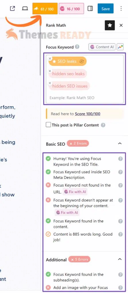 Adding Multiple Keywords in WordPress Using Rank Math