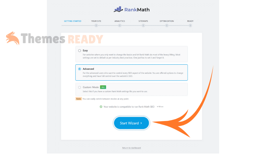 starting rankmath setup wizard